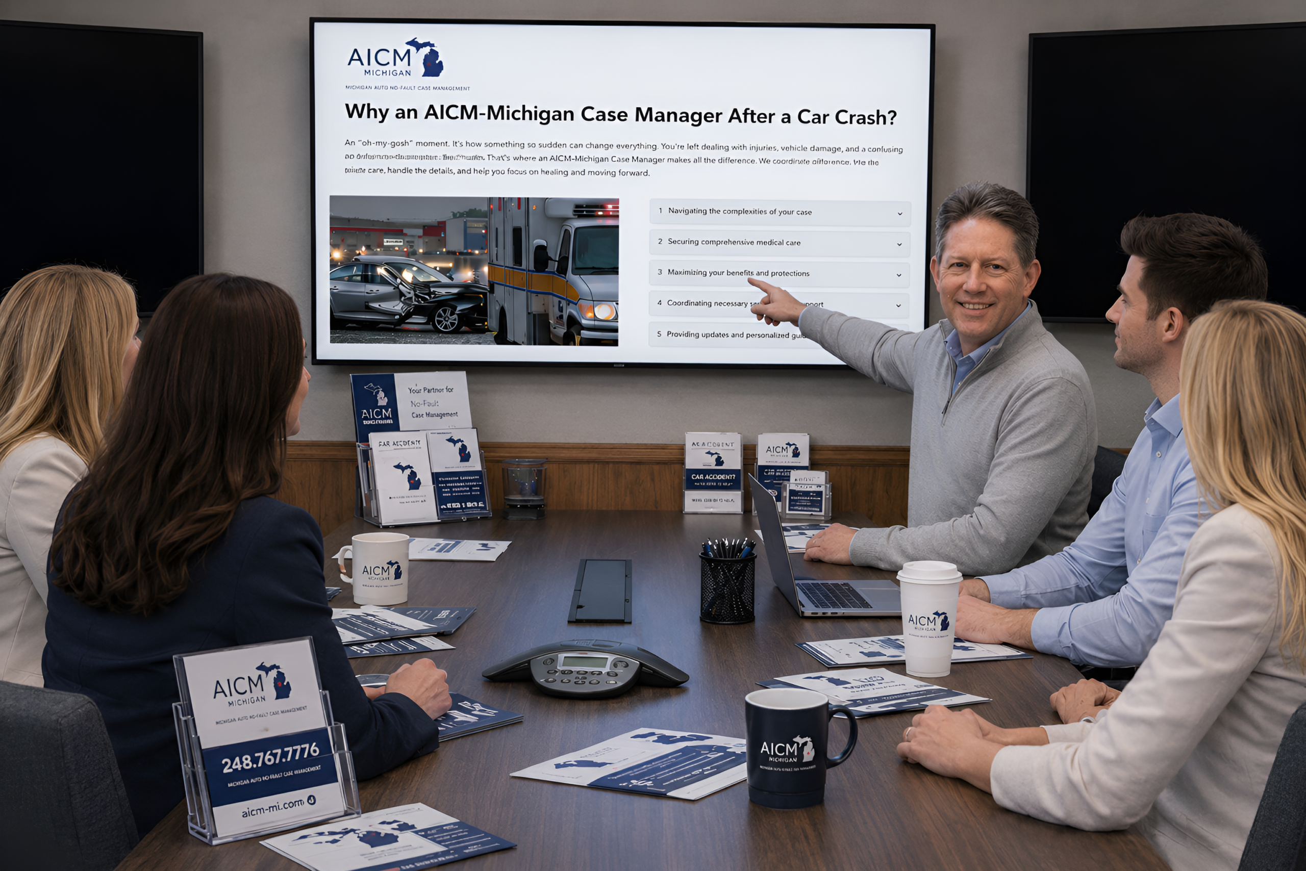 AICM Michigan Case Managers coordinating care and rehabilitation for individuals injured in Motor Vehicle Crashes