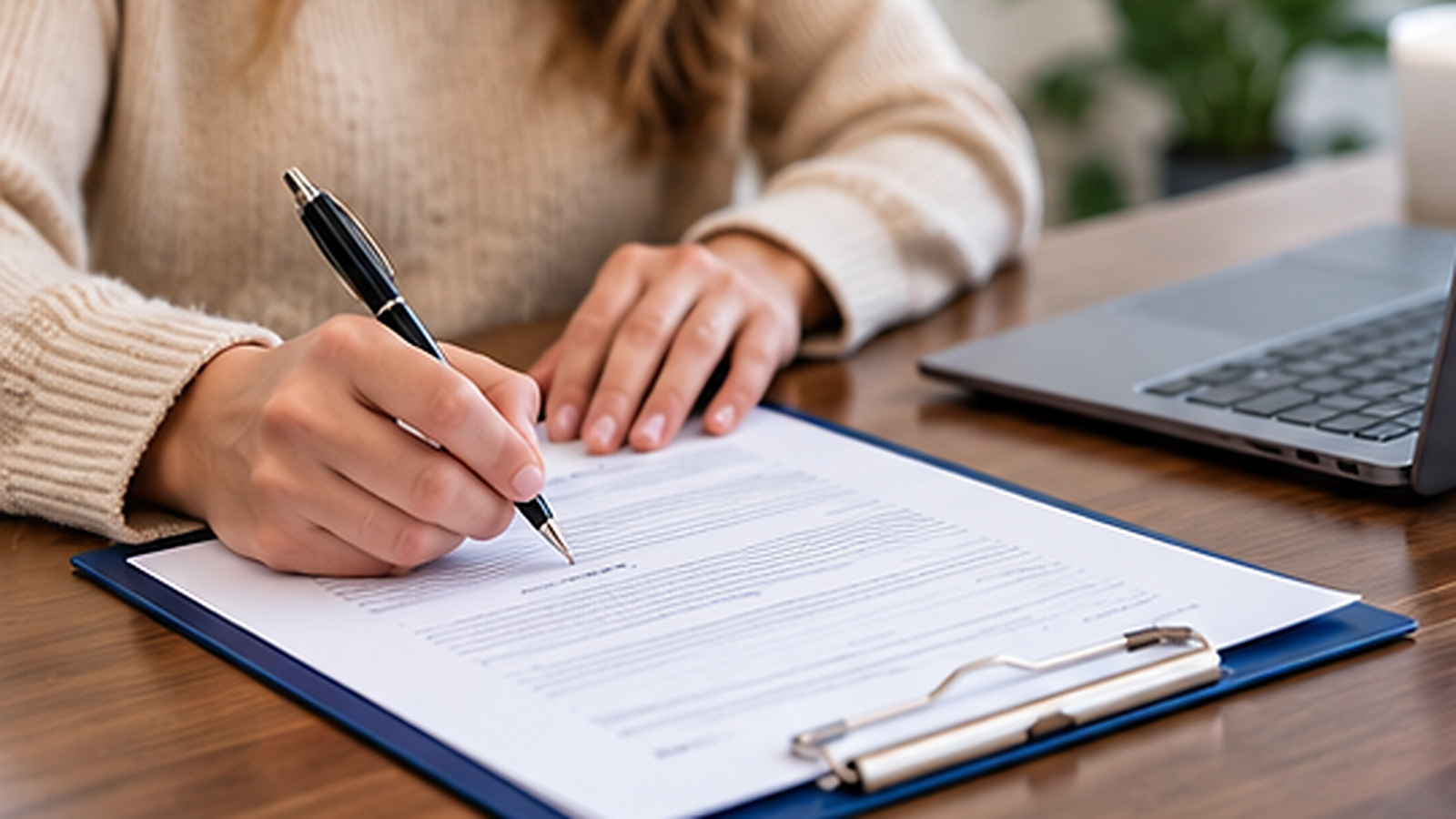 Client completing intake paperwork for Michigan Auto No-Fault Case Management services