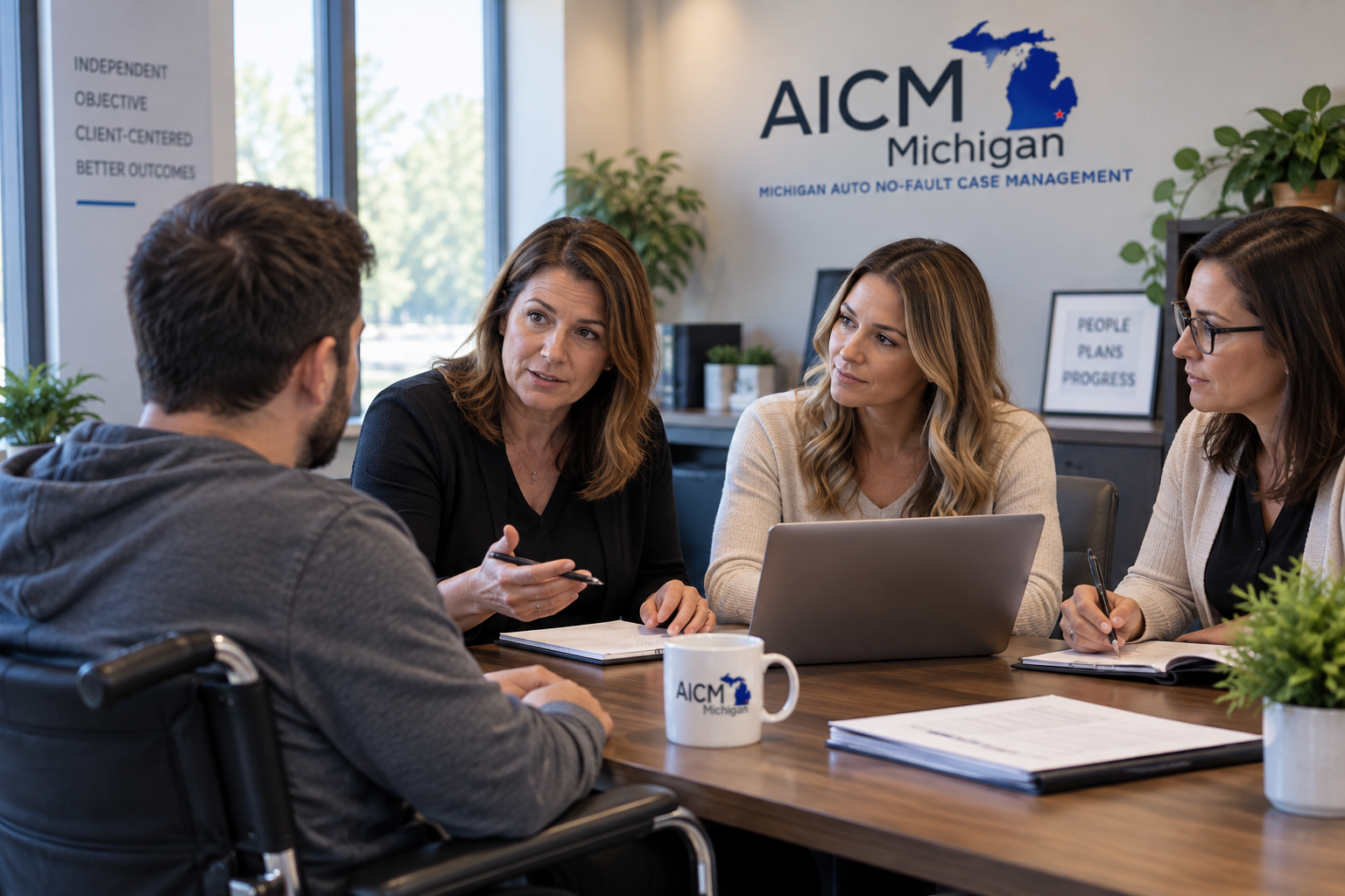 Rehabilitation professionals coordinating care for an individual with complex injuries